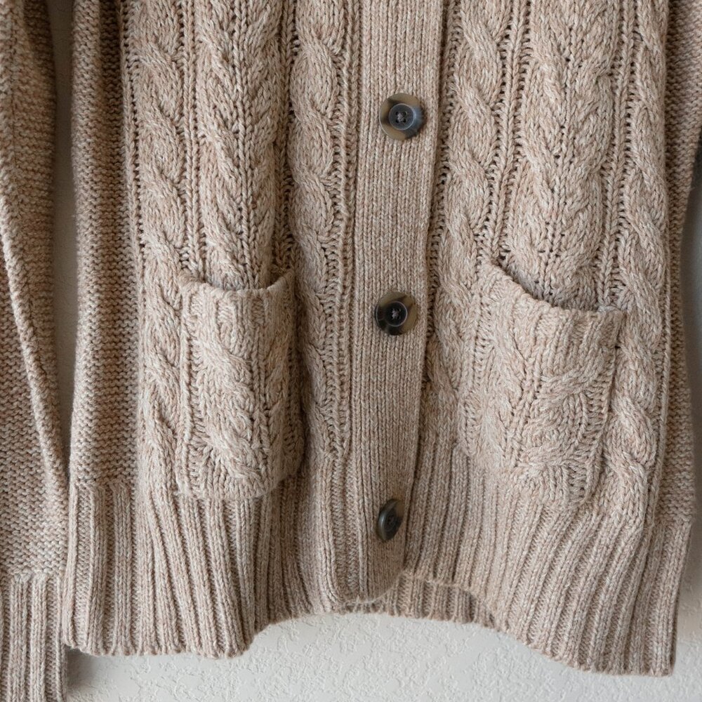 St. John’s Bay Cable Knit Cardigan Sweater Women’s M Shawl Collar Academia Cabin - Picture 6 of 12
